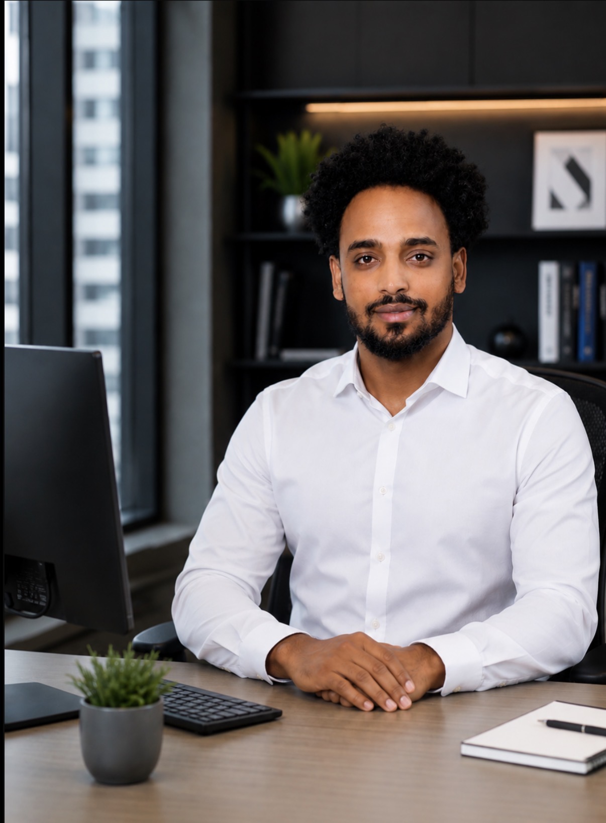 TBS Solutions team member seated at a desk